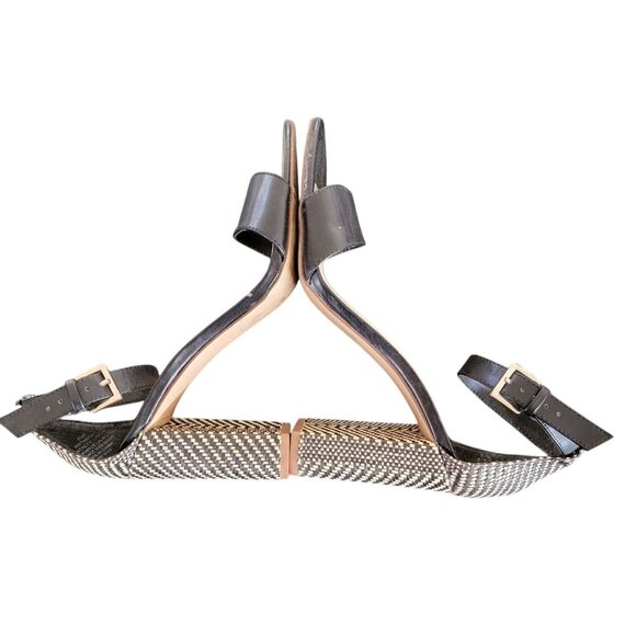 Nine West Abrah Black Open-Toe Ankle Strap Sandals With Patterned Block Heel - Picture 4 of 6